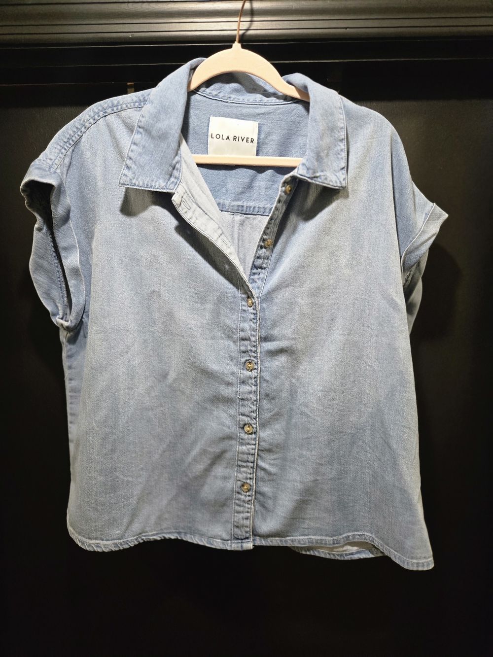 Lola River Light Wash Denim Button-Down Shirt